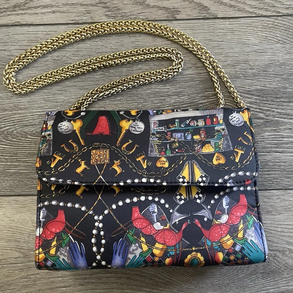 Vtg Nicole Miller 100% Silk GlamJewelry Makeup Shopping Novelty Three Way Bag